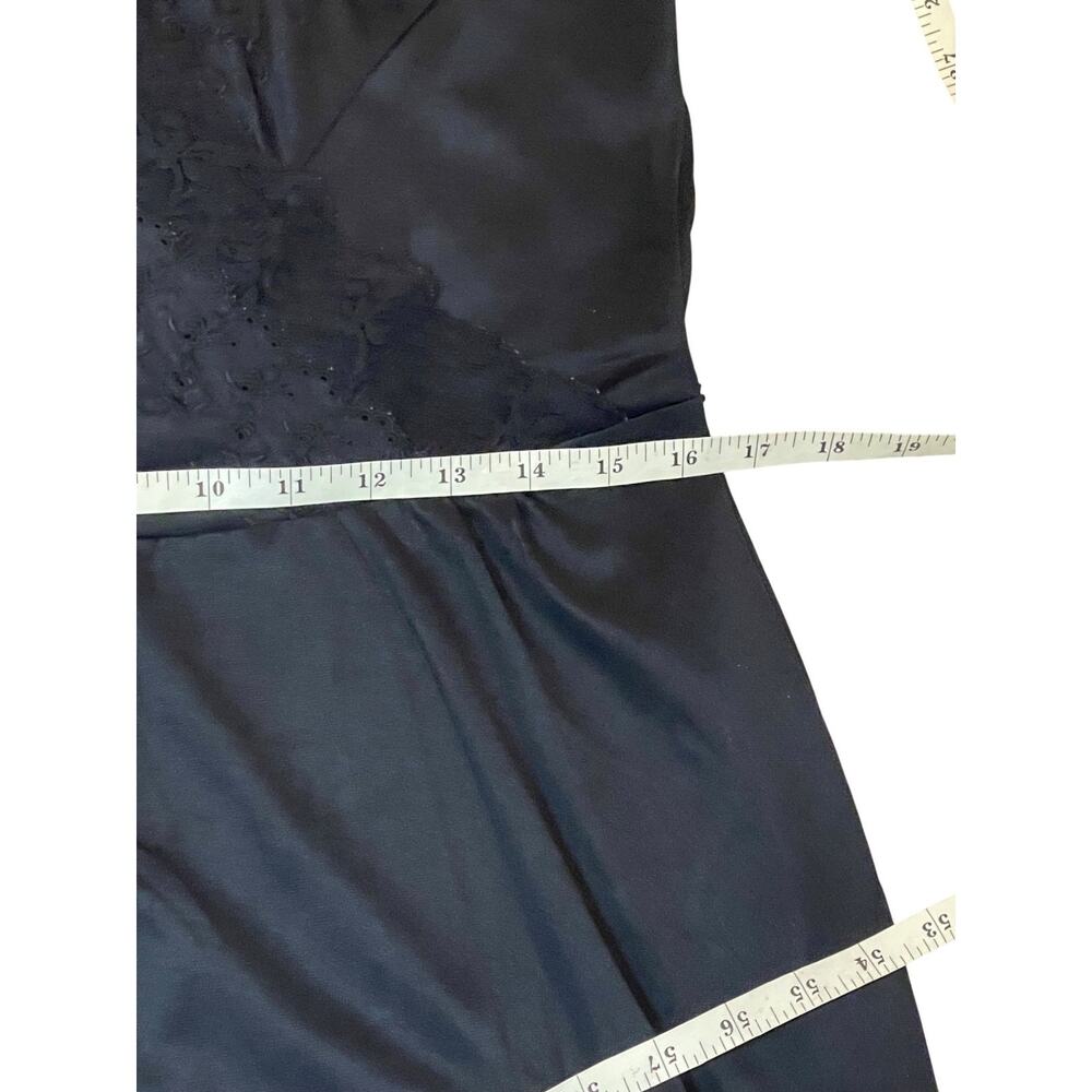 Vintage Private Treasures Black Lace Trim Slip Nightgown Size Medium 1970s - Picture 12 of 14